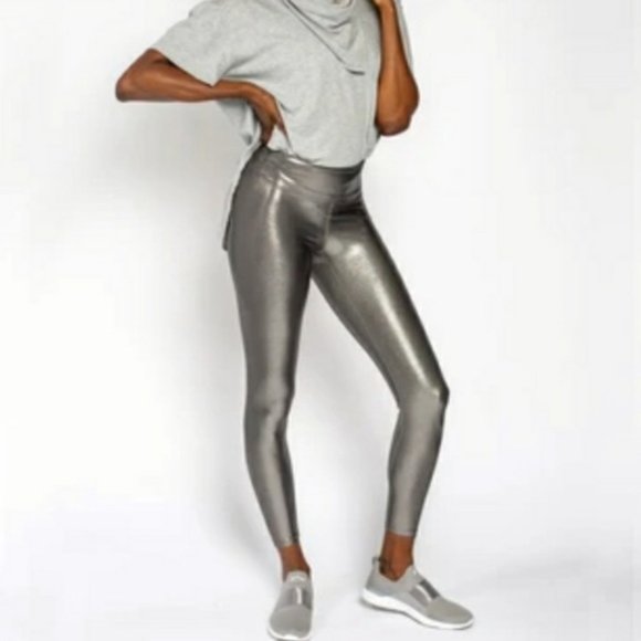 Spanx Faux Leather Liquid Leggings in Color Chrome - Picture 1 of 5